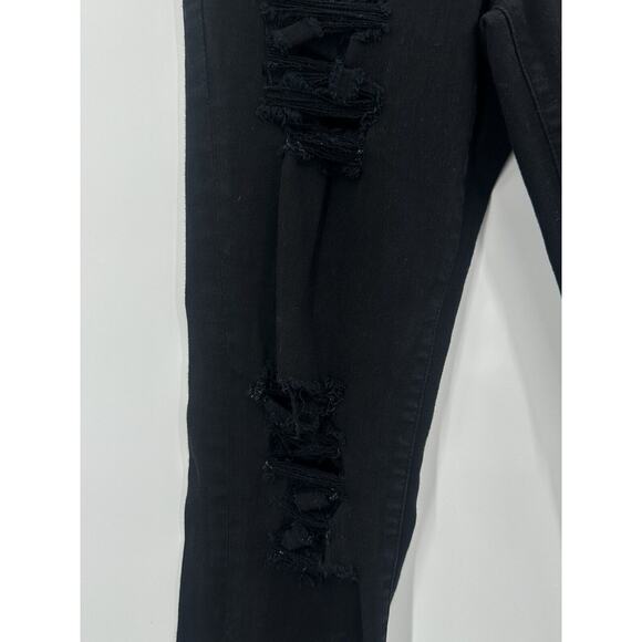 Frame Le Skinny de Jeanne Black Jeans 29 Raw Hem Distressed Mid Rise stretch - Picture 6 of 15